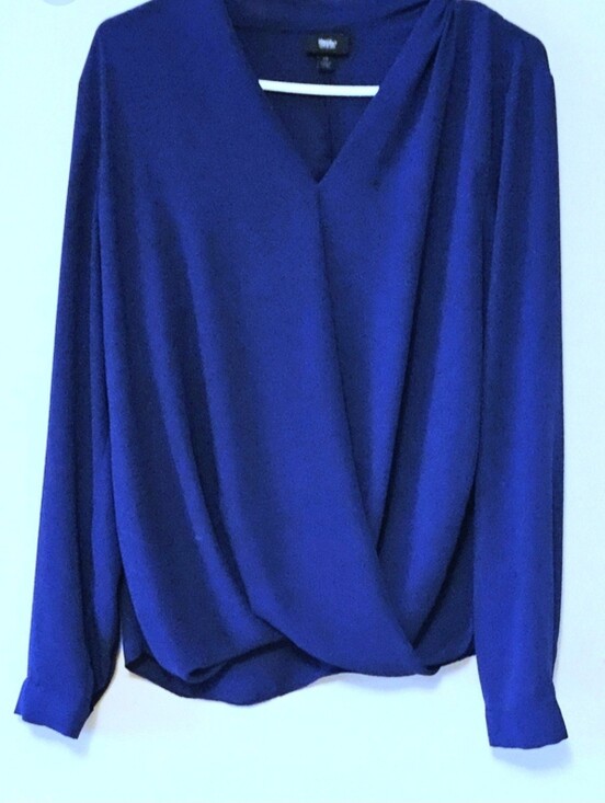 Mossimo Supply Co. Tops - Blue Draped V-Neck Mossimo  Blouse Sz L
